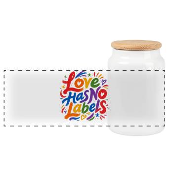 Love Has No Labels für Pride Fans Tshirt Aufkleber - Panorama Keksdose mit Holzdeckel - Weiß - Vorne