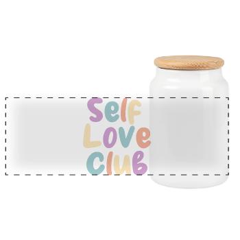 Self Love Club Pastelldruck - Panorama Keksdose mit Holzdeckel - Weiß - Vorne