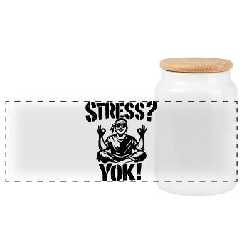 Stress? Yok! | Türkisches Stencil Streetwear Desig - Panorama Keksdose mit Holzdeckel - Weiß - Vorne