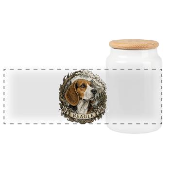 Beagle im Vintage Stil mit Berglandschaft - Panorama Keksdose mit Holzdeckel - Weiß - Vorne