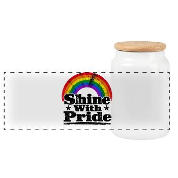 Shine With Pride Regenbogen Vintage Shirt Sticker - Panorama Keksdose mit Holzdeckel - Weiß - Vorne