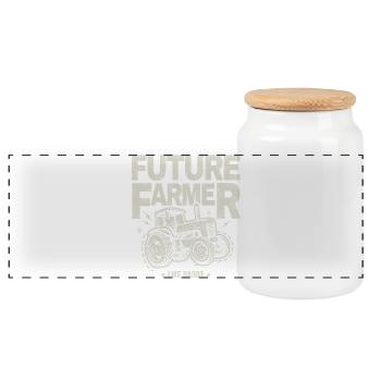 Zukünftiger Farmer Baby Tractor Vintage Dad - Panorama Keksdose mit Holzdeckel - Weiß - Vorne