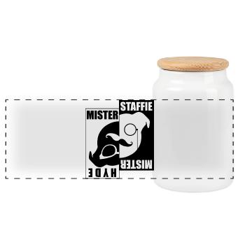 Mister Staffie Mister Hyde - 030 - Panoramic Cookie Jar with Wooden Lid - white - Front