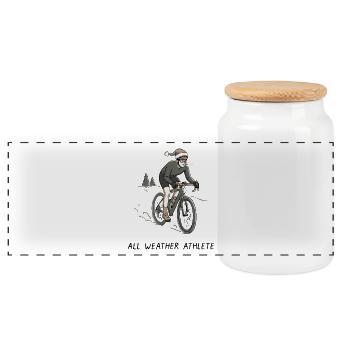 All Weather Athlete Bike - Panoramic Cookie Jar with Wooden Lid - white - Front