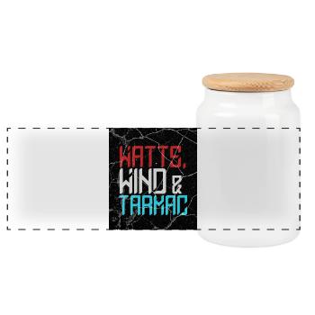 Watts Wind Tarmac - Panoramic Cookie Jar with Wooden Lid - white - Front