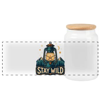 Stay Wild Laterne Waldnächte - Panorama Keksdose mit Holzdeckel - Weiß - Vorne