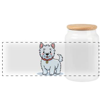 Little West Highland Terrier (comic) - Panoramic Cookie Jar with Wooden Lid - white - Front