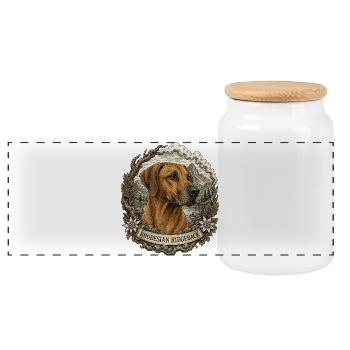 Rhodesian Ridgeback in Vintage Style - Panoramic Cookie Jar with Wooden Lid - white - Front