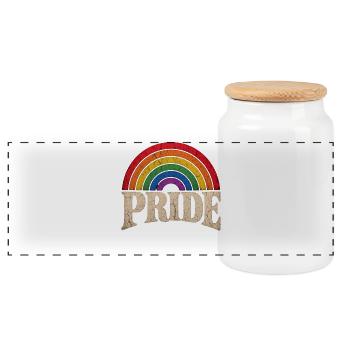 Pride Regenbogen Geschenk für LGBTQ Community - Panorama Keksdose mit Holzdeckel - Weiß - Vorne