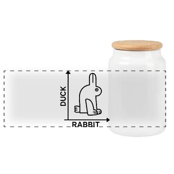 Nerd Duck Rabbit Math Physics Geek - Panoramic Cookie Jar with Wooden Lid - white - Front