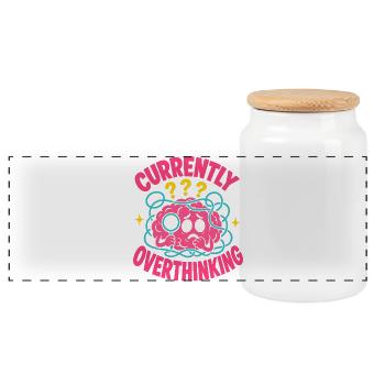 Currently Overthinking Brain - Panoramic Cookie Jar with Wooden Lid - white - Front