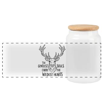 The Gentlest Souls - Panoramic Cookie Jar with Wooden Lid - white - Front