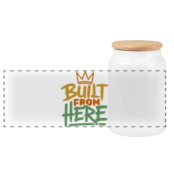 Built From Here Expression Of Pride & Authenticity - Panoramic Cookie Jar with Wooden Lid - white - Front