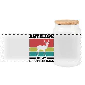 Esprit Antilope Animal Humour Vintage - Boîte à biscuits avec couvercle en bois - blanc - Devant