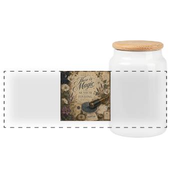 There Is Magic Telescope Poster Nostalgia Decoration - Panoramic Cookie Jar with Wooden Lid - white - Front