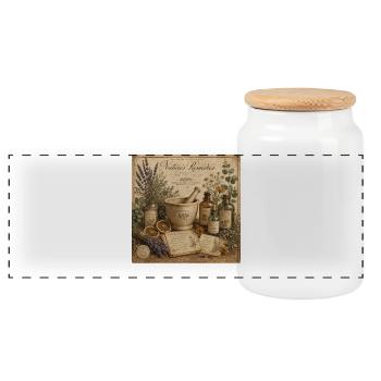 Nature's Remedies Vintage Poster Herbal Pharmacy - Panoramic Cookie Jar with Wooden Lid - white - Front