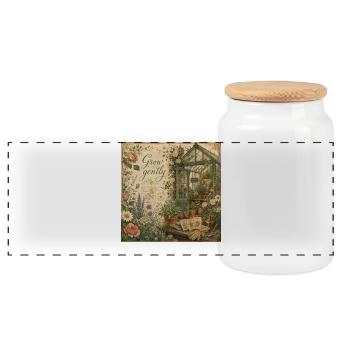 Grow Gently Vintage Poster Décoration de fleurs de serre - Boîte à biscuits avec couvercle en bois - blanc - Devant