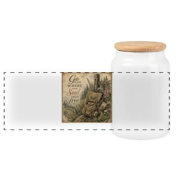 Hiking Backpack Retro Mural Nature Decoration Poster - Panoramic Cookie Jar with Wooden Lid - white - Front
