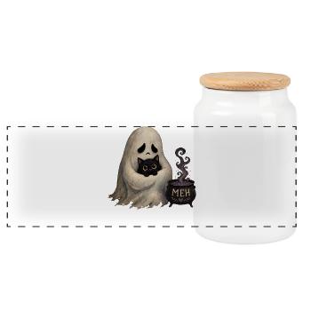 T-shirt fantôme mignon pour les fans de Halloween heureux - Boîte à biscuits avec couvercle en bois - blanc - Devant