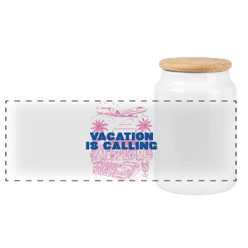 Vacation is calling - Panoramic Cookie Jar with Wooden Lid - white - Front