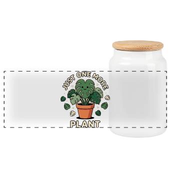 Plant Parents JUST ONE MORE PLANT - Panoramic Cookie Jar with Wooden Lid - white - Front