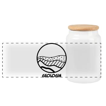 Geologist - Panoramic Cookie Jar with Wooden Lid - white - Front