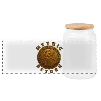 Spartan Warrior Mythic Return. - Panoramic Cookie Jar with Wooden Lid - white - Front