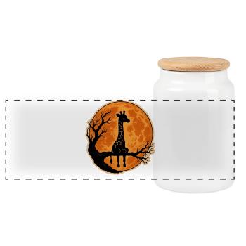 Giraffe with Full Moon Classic Halloween T-Shirt - Panoramic Cookie Jar with Wooden Lid - white - Front