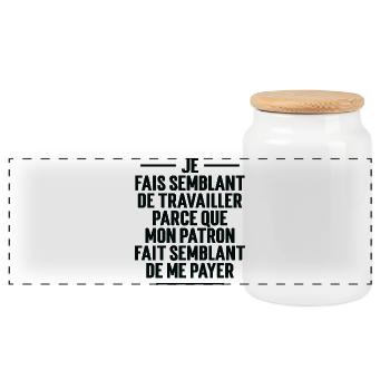 Je fais semblant de travailler - Boîte à biscuits avec couvercle en bois - blanc - Devant