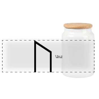 Rune Uruz nommée Black – Viking Futhark - Boîte à biscuits avec couvercle en bois - blanc - Devant