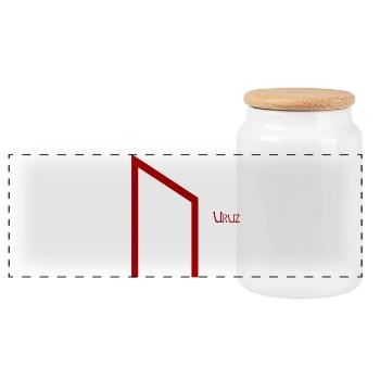 Uruz rune named Red – Viking Futhark Norse - Panoramic Cookie Jar with Wooden Lid - white - Front