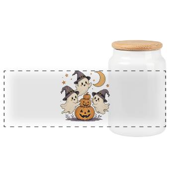 Cute Ghosts Shirt for Kids & Women - Panoramic Cookie Jar with Wooden Lid - white - Front