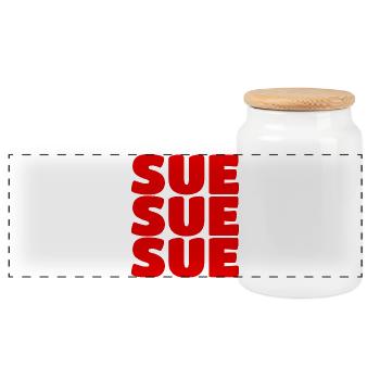 Sue Sue Sue - Panoramic Cookie Jar with Wooden Lid - white - Front