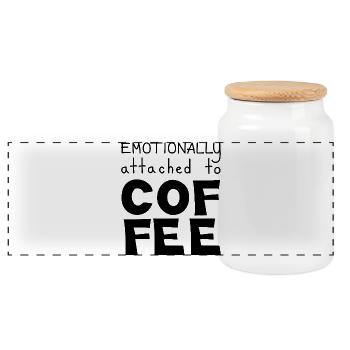 Emotionally Attached To Coffee, Black - Panoramic Cookie Jar with Wooden Lid - white - Front