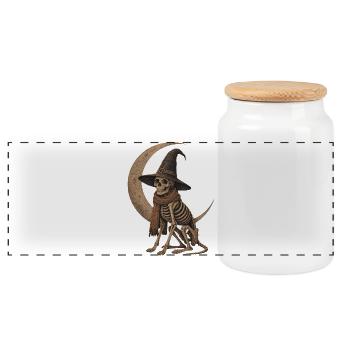 Décoration d’Halloween avec un sweat à capuche squelette sorcière sorcière - Boîte à biscuits avec couvercle en bois - blanc - Devant