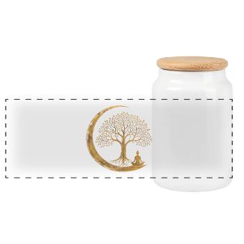 Arbre d’or de la vie Méditation de la Lune Spiritualité - Boîte à biscuits avec couvercle en bois - blanc - Devant