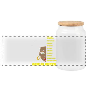 Signe du zodiaque Gémeaux - Boîte à biscuits avec couvercle en bois - blanc - Devant