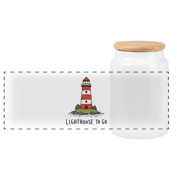 Lighthouse Sea Coast Maritime - Panoramic Cookie Jar with Wooden Lid - white - Front