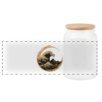 Zen Wave – Inner Strength & Balance - Panoramic Cookie Jar with Wooden Lid - white - Front