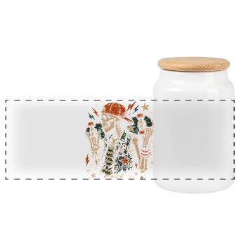 Skater Skeleton Rocker Skateboard Vintage Halloween - Panoramic Cookie Jar with Wooden Lid - white - Front