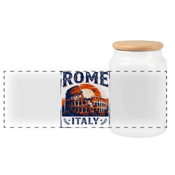 Vintage Rome Colosseum Italie Sunset Skyline - Boîte à biscuits avec couvercle en bois - blanc - Devant