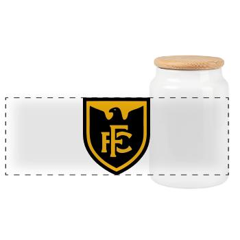 Adler FC Fussball Wappen Logo - Panorama Keksdose mit Holzdeckel - Weiß - Vorne