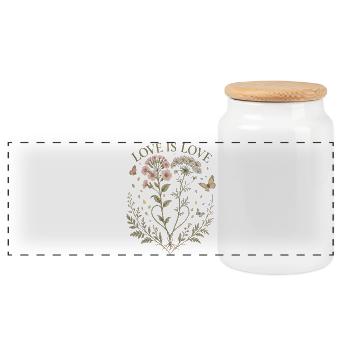Love Is Love Floral T-Shirt Botanical Vintage - Panoramic Cookie Jar with Wooden Lid - white - Front