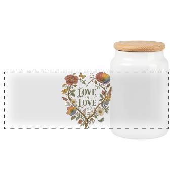 Botanical Pride Love Is Love Hoodie Vintage - Panoramic Cookie Jar with Wooden Lid - white - Front