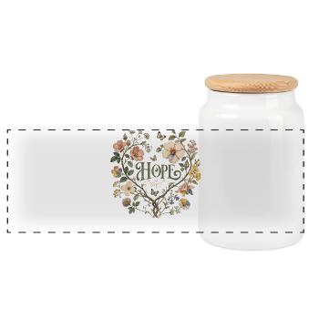 Hope Floral Heart T-Shirt Botanical Vintage Floral - Panoramic Cookie Jar with Wooden Lid - white - Front