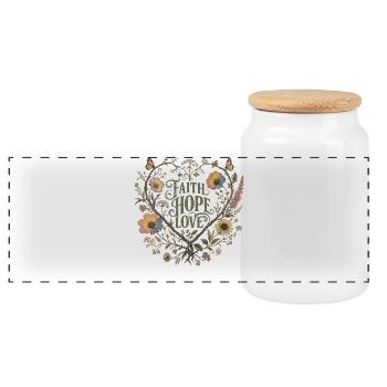 Sweat à capuche botanique Love Faith Hope Love Botanical Heart Vintage - Boîte à biscuits avec couvercle en bois - blanc - Devant