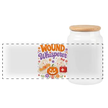 Nurse Nurse Halloween - Panoramic Cookie Jar with Wooden Lid - white - Front