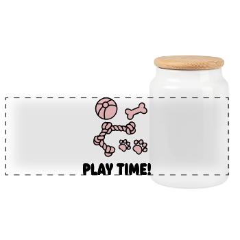 Play Time Hundespielzeug Logo - Panorama Keksdose mit Holzdeckel - Weiß - Vorne