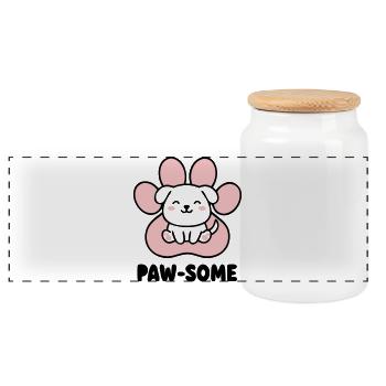 Pawsome Welpe Logo - Panorama Keksdose mit Holzdeckel - Weiß - Vorne