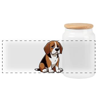 Beagle Beaglebesitzer Beaglehalter beaglehund - Panorama Keksdose mit Holzdeckel - Weiß - Vorne